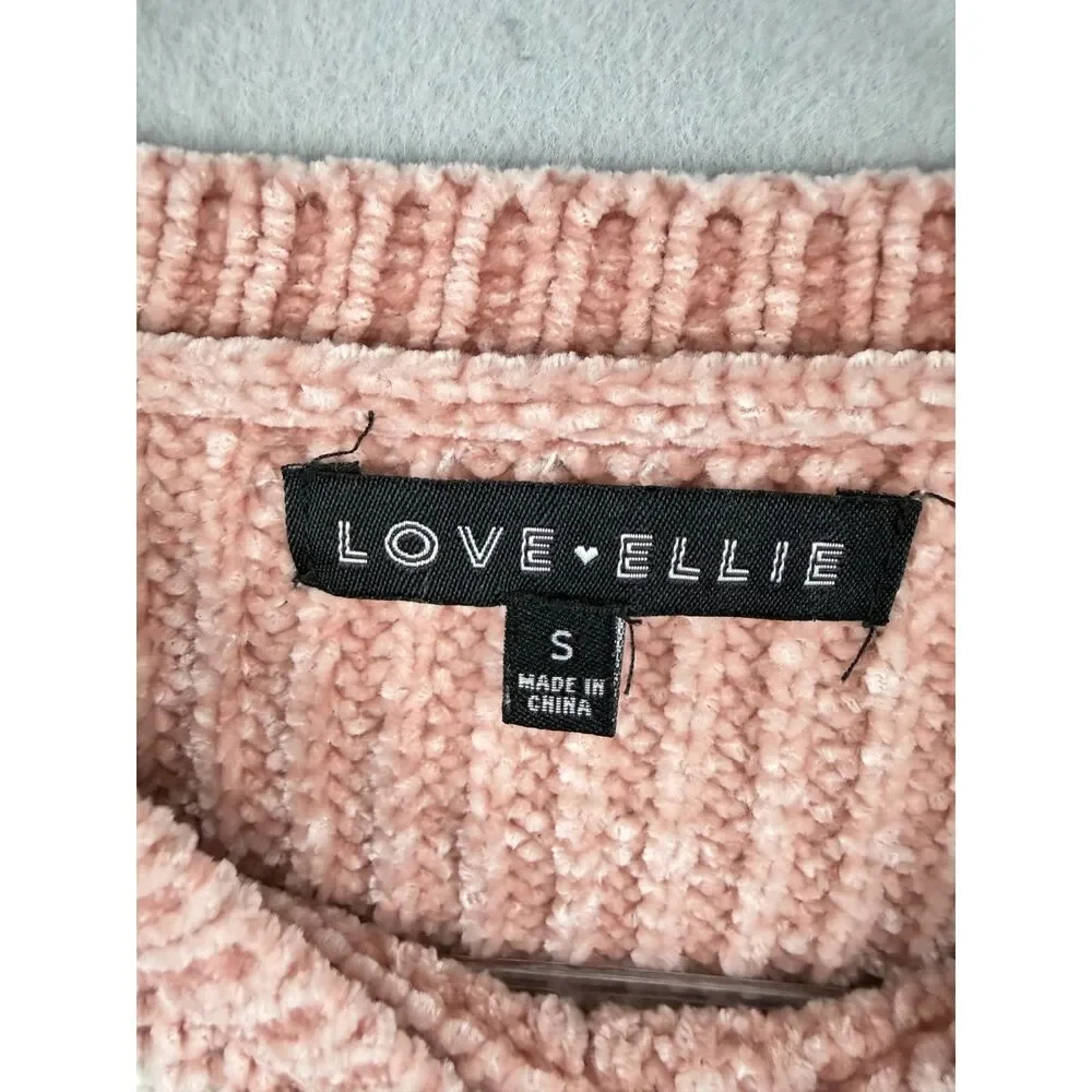 Love Ellie Girls Size Small Blush Pink Ivory Striped Chenille Sweater Soft Cozy